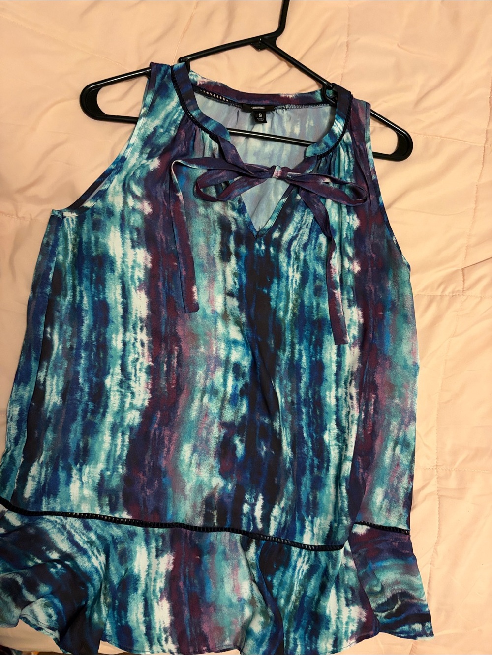 Mossimo Supply Co. Teal Blue Purple Tie-Front Sleeveless Blouse